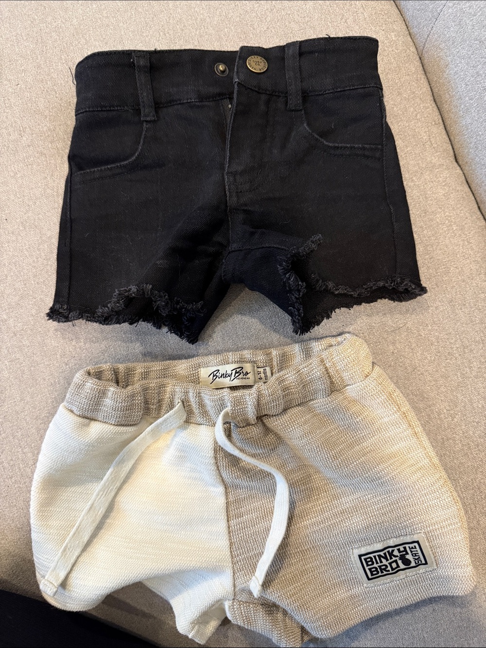 2 set of Binky Bro Kids Shorts - Cream & White and Black - Picture 1 of 6